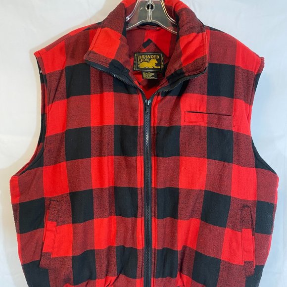 Branded Lion Black & Red Plaid Quilted Zip Front Vest NWOT Women's Size XL - Picture 7 of 14